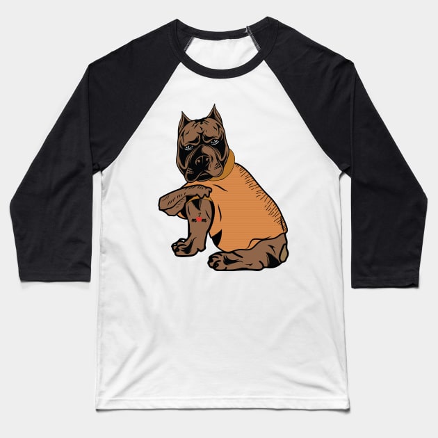 Funny Dog Pitbull I Love Mom Tattoo Gift design Baseball T-Shirt by JJDESIGN520